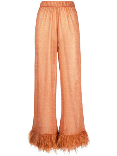 Oseree Lumière Plumage Wide-leg Trousers In Pink