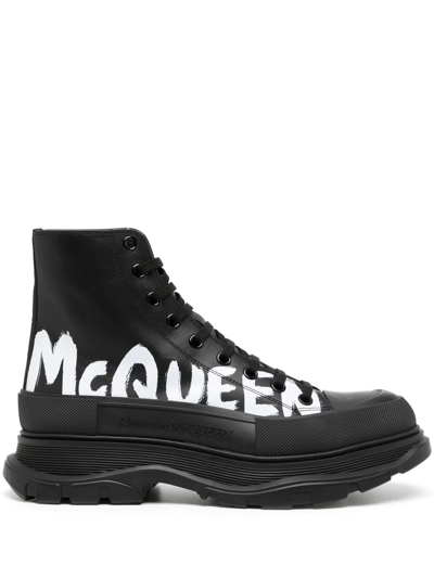 Alexander Mcqueen Tread Slick Grafitti High Top Sneaker In Black