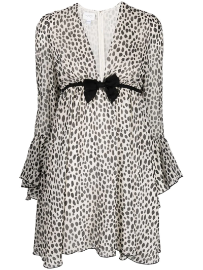 Giambattista Valli Leopard Bow Cocktail Dress In Neutrals