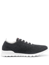 Kiton Embroidered-logo Sneakers In Grey
