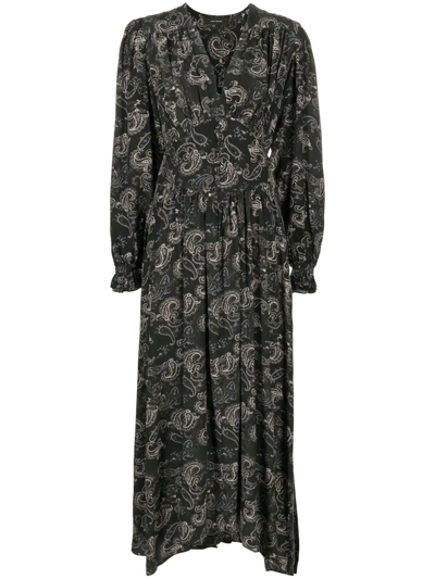 Isabel Marant Myrala Paisley-print Midi-length Dress In Black