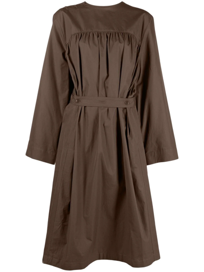 Lemaire Mid-length Pleated Dress In Brown