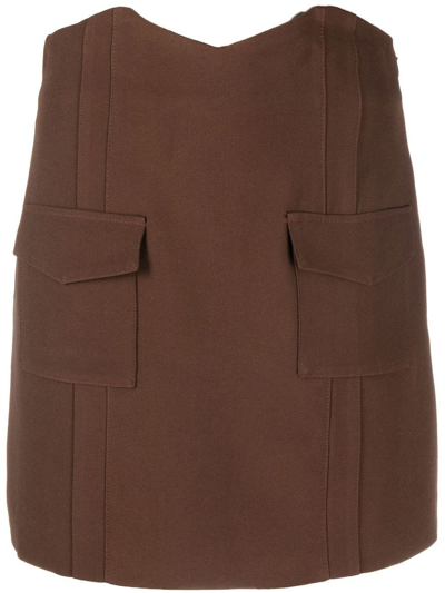 Federica Tosi Curved Waist Patch-pocket Skirt In Brown