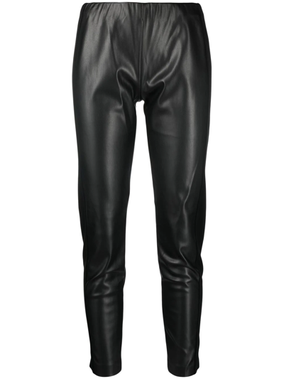Ermanno Firenze Faux-leather Cropped Trousers In Black