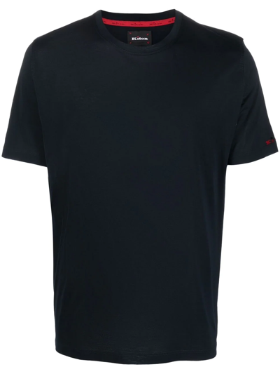 Kiton Embroidered-logo Short-sleeve T-shirt In Blue
