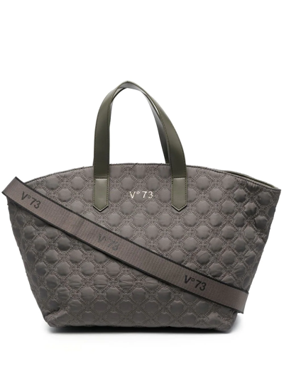 V73 Logo-plaque Quilted Tote Bag In Green