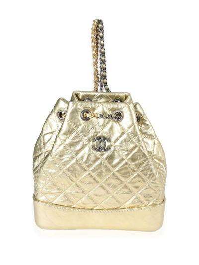 Pre-owned Chanel Small Gabrielle Backpack In Gold
