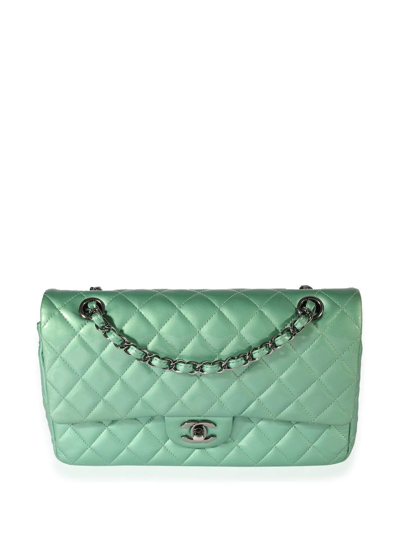 Pre-owned Chanel Medium Double Flap Shoulder Bag In Green