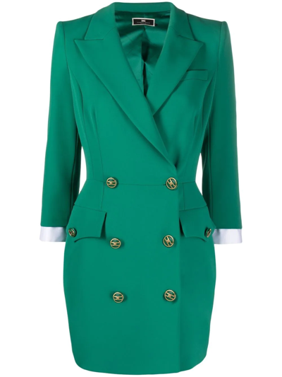 Elisabetta Franchi Peak-lapel Tailored Dress In Green
