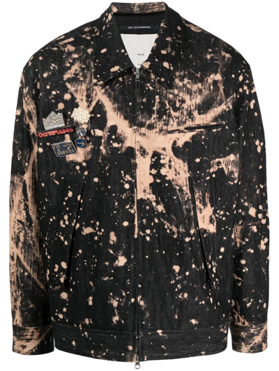 Song For The Mute Paint-splatter Badge Jacket In Black
