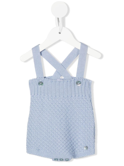 Paz Rodriguez Babies' Waffle-knit Wool Trousers In Blue
