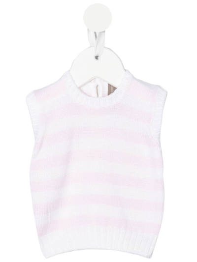 Little Bear Babies' Striped Knitted Sweater Vest In White