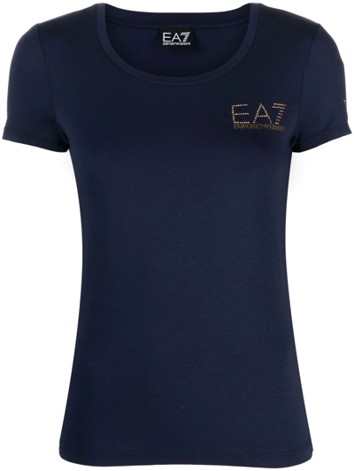 Ea7 Appliqué-logo Short-sleeve T-shirt In Blue