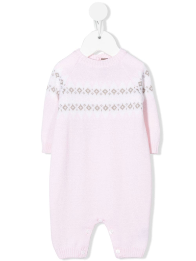 Little Bear Babies' Fair- Isle Intarsia-knit Pyjamas In Pink