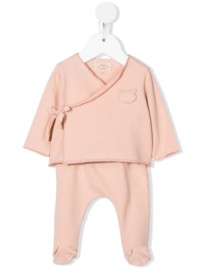 Teddy & Minou Babies' Cat-patch Wrap Trouser Set In Pink