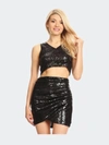 Anna-kaci Short Sparkly Sequin Mini Skirt In Black