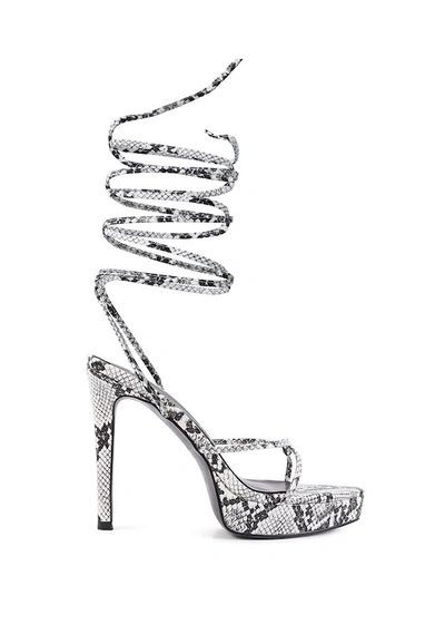 London Rag Bondage High Heel Lace Up Sandals In White