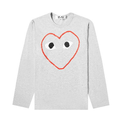 Pre-owned Comme Des Garçons Play Comme Des Garçons Long-sleeve Play T-shirt With Outlined Red Heart 'grey'