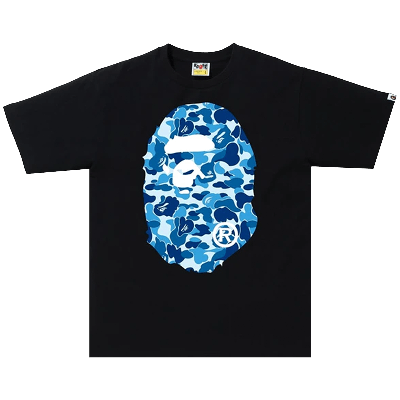 Pre-owned Bape Abc Camo Big Ape Head Tee 'black/blue'