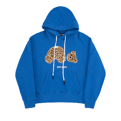 Pre-owned Palm Angels Pa Leopard Bear Hoodie 'blue/brown'
