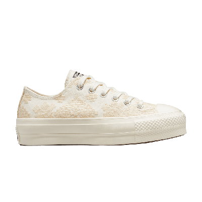 Pre-owned Converse Wmns Chuck Taylor All Star Lift Platform Low 'tonal Embroidery' In Cream