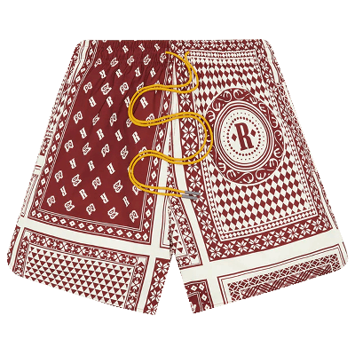 Pre-owned Rhude Card Print Swim Short 'maroon/white' In Red