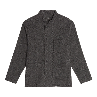 Pre-owned Engineered Garments Poly Wool Herringbone Dayton Shirt 'grey'