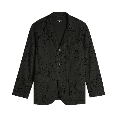 Pre-owned Engineered Garments Rayon Wool Flocking Splatter Print Loiter Jacket 'charcoal' In Grey