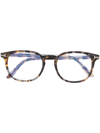 Tom Ford Tortoiseshell-effect Round-frame Glasses In Braun