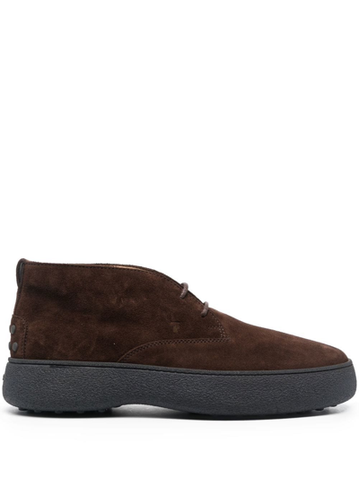 Tod's Suede Lace-up Boots In Brown