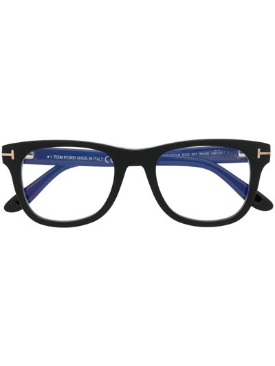 Tom Ford Logo-plaque Square-frame Glasses In Schwarz
