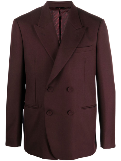 Fendi Peak-lapel Wool-blend Cavalry Twill Suit Jacket In Rouge