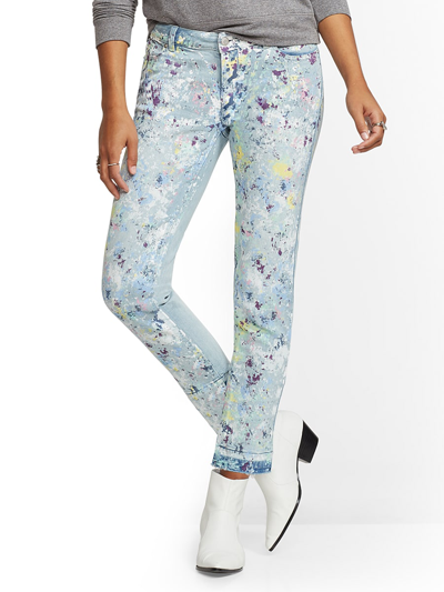 Women's Mid-Rise Paint-Splatter Skinny Ankle Jeans