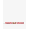 Maje Embossed Crocodile-effect Leather Slim Belt In Roses