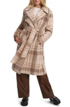 Noize Katja Vegan Wool Plaid Coat In Oat