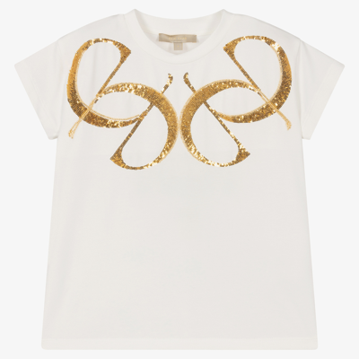 Elie Saab Kids' Girls Ivory & Gold T-shirt