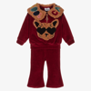 Raspberry Plum Raspberryplum Girls Red Velour Baby Trouser Set In Red