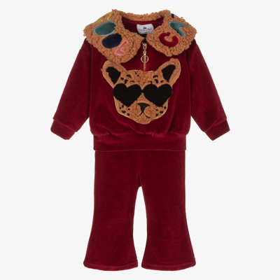 Raspberry Plum Raspberryplum Girls Red Velour Baby Trouser Set