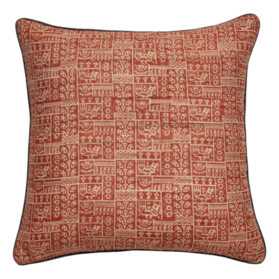 Oka Grassetto Symbols Pillow Cover - Indigo/persimmon