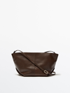 MASSIMO DUTTI LEATHER CROSSBODY AND POUCH TRAPEZE BAG