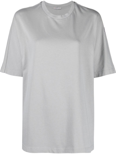 Moncler Crew-neck Cotton T-shirt In Grau