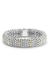 Lagos Sterling Silver Signature Caviar Bracelet With 18k Yellow Gold Stations In Silver/ Gold