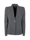 Giorgio Armani Jacquard Diagonal Wool Blazer In Grey