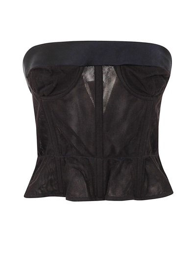 Maison Margiela Tulle Bustier Top In Black