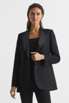 Reiss Black Oe Velvet Single-breasted Blazer In Black