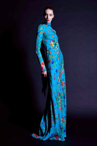 Naeem Khan Jewel Neck Long Sleeve Gown