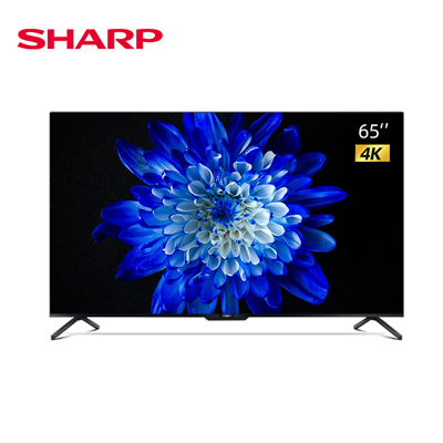 Sharp [2022新款]夏普()4t-m65q5ea 65英寸4k超高清全面屏 2+32g智能网络液晶平板电视机 In Black