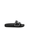 Dolce & Gabbana Boys Black Leather Logo Sliders In Black