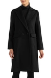 Sofia Cashmere Double-breasted Wool Blend Coat In Black