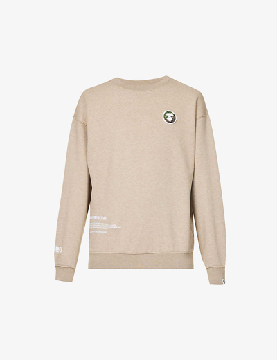 Aape Logo-appliqué Relaxed-fit Cotton-blend Sweatshirt In Heather Brown
